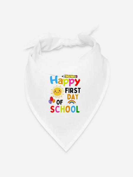 Erster Schultag Spruch Schulstart Design - Bandana Dreieckstuch - Weiß