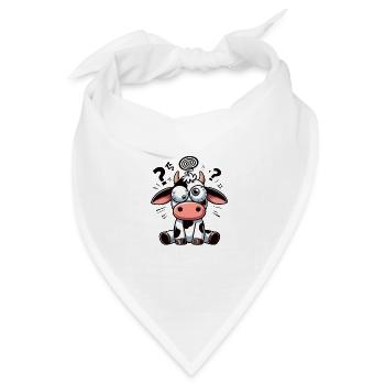 Lustige verwirrte Kuh Cartoon Clumsy Kulleraugen - Bandana Dreieckstuch - Weiß - Vorne