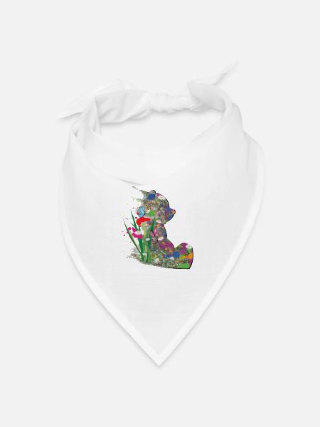 Teddybär, Sommer, Abstrakt, Schmetterling - Bandana Dreieckstuch - Weiß