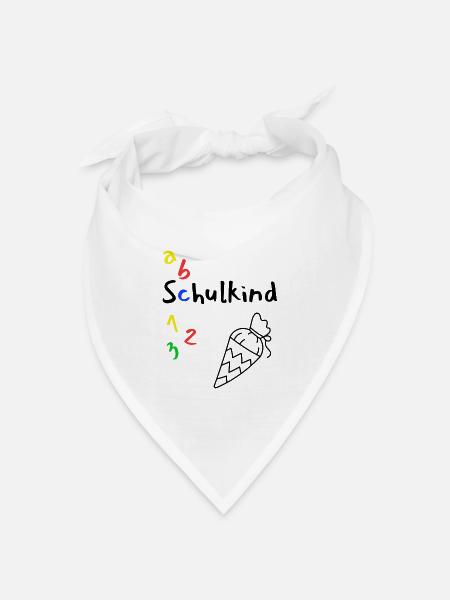 Schulanfang mit ABC und Schultüte - Bandana Dreieckstuch - Weiß