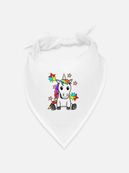 Einhorn Einhörner Retro Kinder Frau Männer 60er - Bandana Dreieckstuch - Weiß
