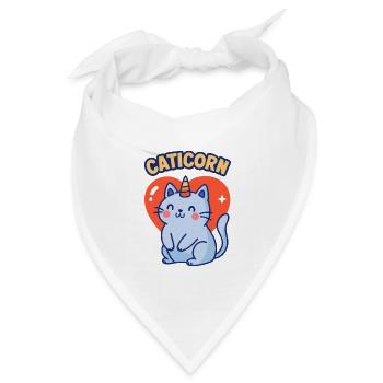 Cute Caticorn funny Unicorn Cat with Love Heart - Bandana Dreieckstuch - Weiß - Vorne