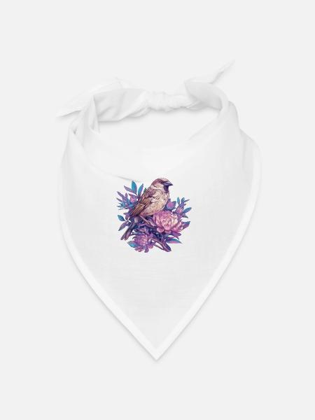 Spatzen Spatz - Bandana Dreieckstuch - Weiß