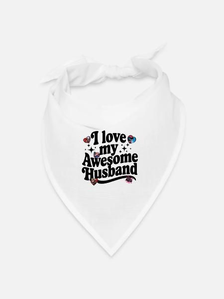 Awesome Husband Gift – Liebe trifft Sport & Superhe - Bandana Dreieckstuch - Weiß