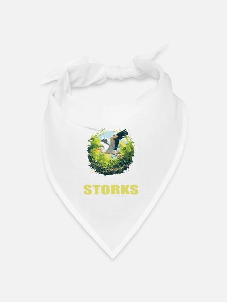 Störche Storch - Bandana Dreieckstuch - Weiß