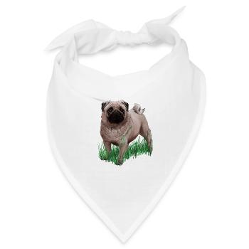 Mops - Bandana Dreieckstuch - Weiß - Vorne