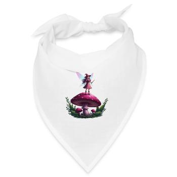 Märchenhafte Waldfee auf Pilz - Bandana Dreieckstuch - Weiß - Vorne