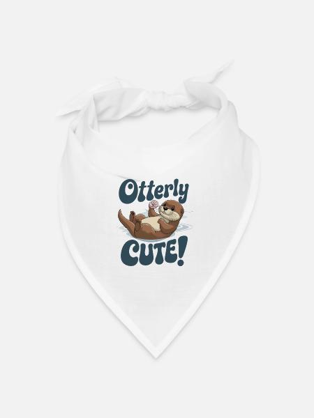 Otterly Süß Niedlicher Otter Mit Muschel - Bandana Dreieckstuch - Weiß