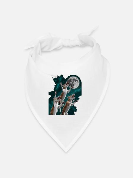 Mondnacht mit wilder Thylacines Tasmanischer Tiger - Bandana Dreieckstuch - Weiß