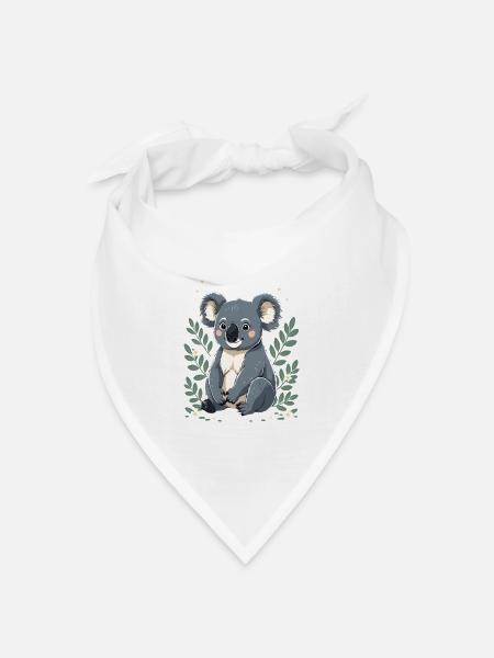 Niedlicher Koala mit Blumenkranz - Bandana Dreieckstuch - Weiß