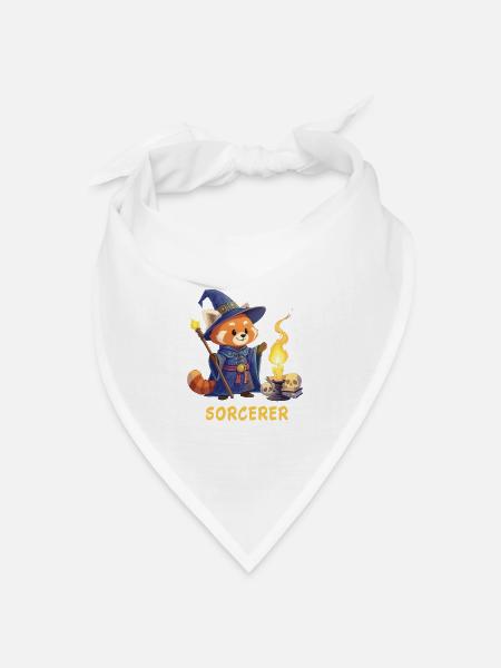 Roter Panda Magier – Sorcerer Cartoon - Bandana Dreieckstuch - Weiß