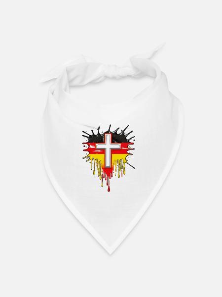 CHRISTLICHES KREUZ DEUTSCHE FLAGGE - Bandana Dreieckstuch - Weiß