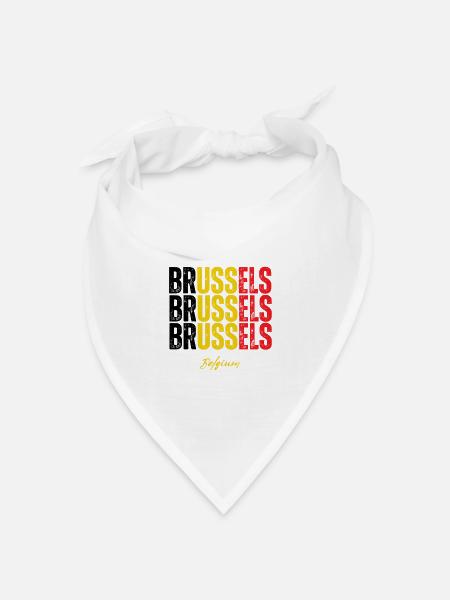 Brüssel Belgien, Erinnerung an Brüssel - Bandana Dreieckstuch - Weiß
