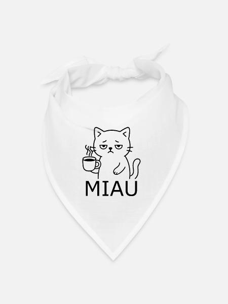 Müde Katze - Bandana Dreieckstuch - Weiß