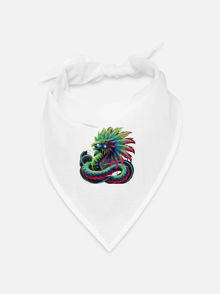 Azteken Drache - Bandana Dreieckstuch - Weiß