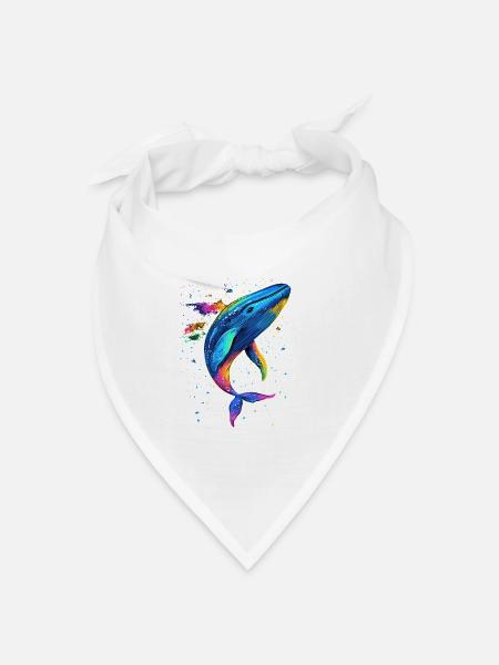 Blauwal Wal Blauwale Walgesang Taucher Ozean Wale - Bandana Dreieckstuch - Weiß