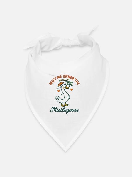 Christmas Goose Meet Me Under Mistlegoose - Bandana Dreieckstuch - Weiß
