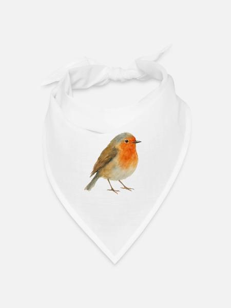Aquarell Rotkehlchen - Bandana Dreieckstuch - Weiß