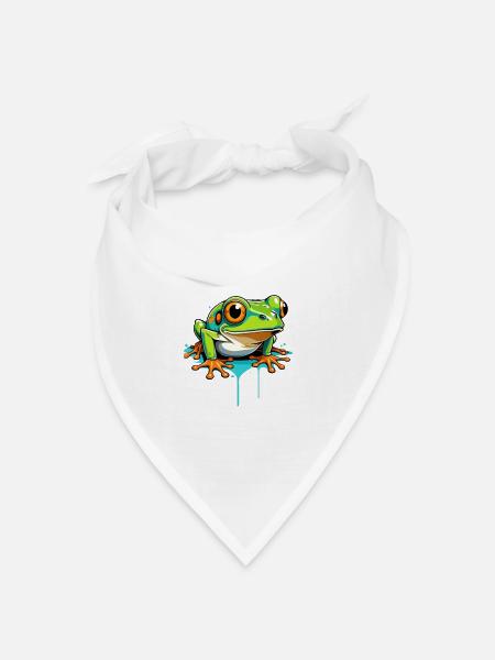 Frosch Graffiti Neon Splash - Bandana Dreieckstuch - Weiß