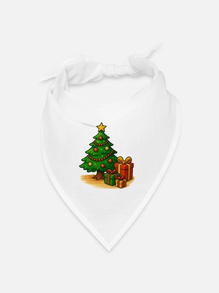 Weihnachtsbaum mit Geschenken Muster - Bandana Dreieckstuch - Weiß