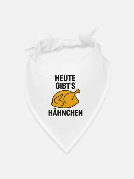 Heute_gibts_Hähnchen - Bandana Dreieckstuch - Weiß