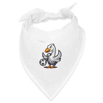 Ente mit Fußball Cartoon - Bandana Dreieckstuch - Weiß - Vorne