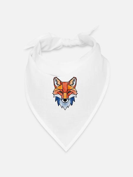Geometrischer Aquarellfuchs Fuchs Wasserfarben - Bandana Dreieckstuch - Weiß