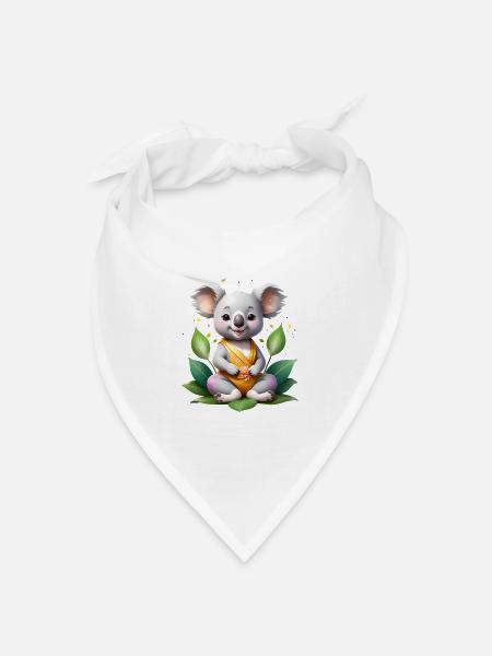 Kleiner Koala im Blätterkreis - Bandana Dreieckstuch - Weiß