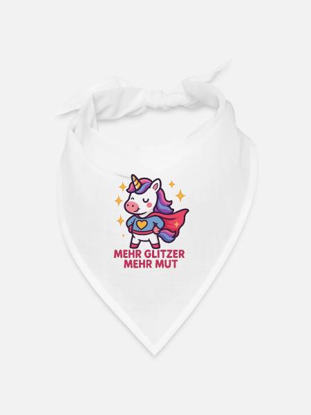 Glitzer Mut Einhorn Shirt, Mehr Glitzer Mut - Bandana Dreieckstuch - Weiß
