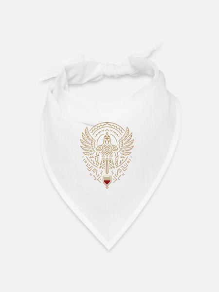 Minimalistisches Emblem des geflügelten Husarenkriegers - Bandana Dreieckstuch - Weiß