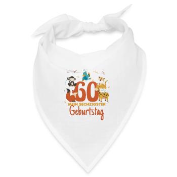 60. Geburtstag – Mein sechzigster Geburtstag - Bandana Dreieckstuch - Weiß - Vorne