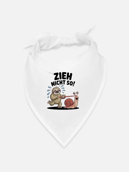 Faultier zieht Schnecke, lustiger cartoon - Bandana Dreieckstuch - Weiß