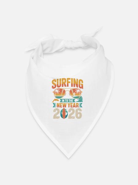 Surfen ins Neue Jahr 2026 - Bandana Dreieckstuch - Weiß