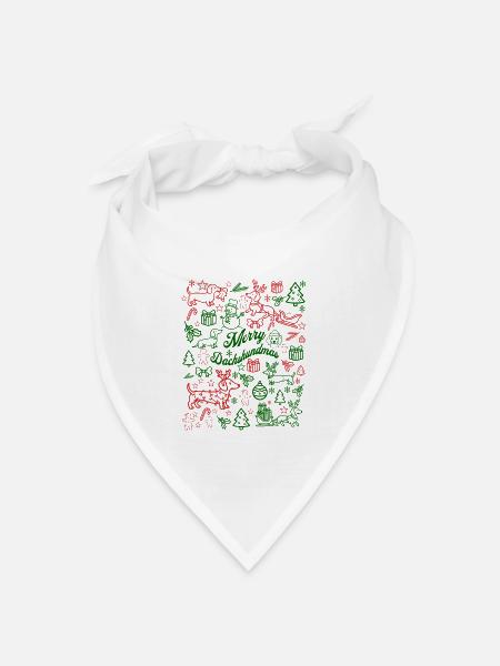 Frohe Dackelweihnacht - Bandana Dreieckstuch - Weiß