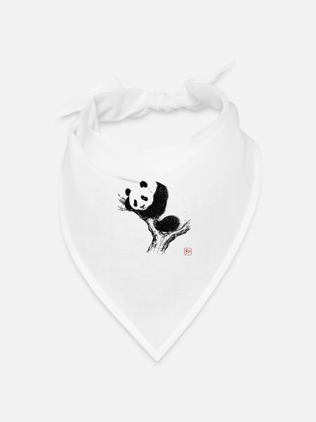 Schlafender Panda Zen Kunst - Bandana Dreieckstuch - Weiß