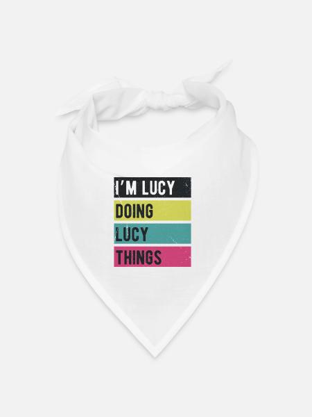 Ich bin Lucy, mache Lucy-Dinge Retrofarben - Bandana Dreieckstuch - Weiß