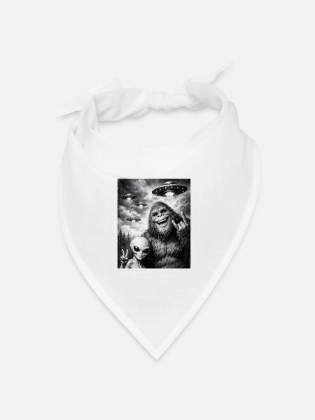 Bigfoot Alien Rocker, Rock Musik, Rock Hand, UFO - Bandana Dreieckstuch - Weiß