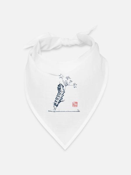 Schwalbenschwanz Raupe mit Kanji Stempel - Bandana Dreieckstuch - Weiß