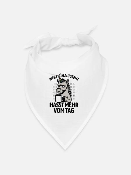 Einhorn - Wer früh aufsteht hasst mehr vom Tag - Bandana Dreieckstuch - Weiß