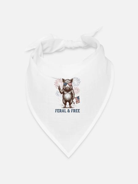 Wildes und freies Schwein – Lustiges patriotisches - Bandana Dreieckstuch - Weiß