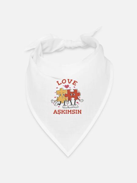 Love Askimsin: Verliebte Puzzle-Teile Design - Bandana Dreieckstuch - Weiß