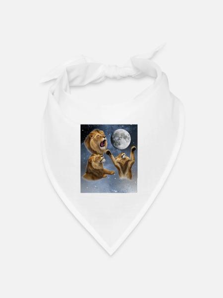 Drei Löwen heulen auf einen Vollmond Löwe Mond - Bandana Dreieckstuch - Weiß
