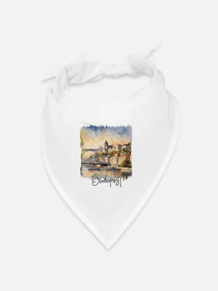 Budapest Watercolor, Budapest, Ungarn - Bandana Dreieckstuch - Weiß