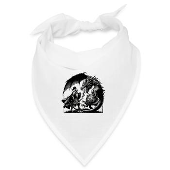 Ritter gegen Drache im Schwarzweiß-Duell - Bandana Dreieckstuch - Weiß - Vorne