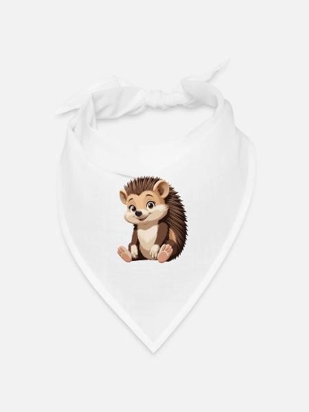 Kuscheliger Igel Illustration - Bandana Dreieckstuch - Weiß