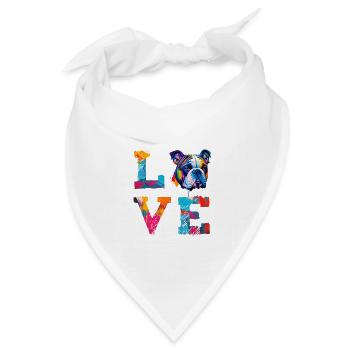 Englisches Bulldoggen-Pop-Art-Liebes-Hunde-Liebhaber-Design - Bandana Dreieckstuch - Weiß - Vorne