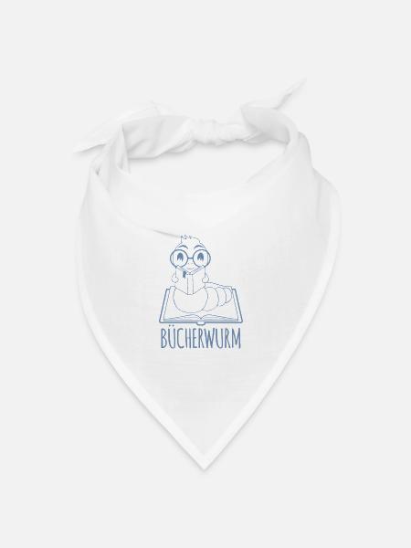 Bücherwurm Silhouette Minimalistisch Nerd - Bandana Dreieckstuch - Weiß