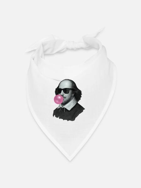 William Shakespeare mit Kaugummi und Sonnenbrille - Bandana Dreieckstuch - Weiß