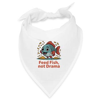 Füttern Sie Fische und kein Drama Aquarienliebhaber Geschenk - Bandana Dreieckstuch - Weiß - Vorne
