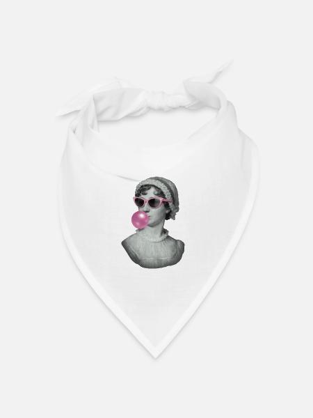 Jane Austen mit Kaugummi und Sonnenbrille - Bandana Dreieckstuch - Weiß